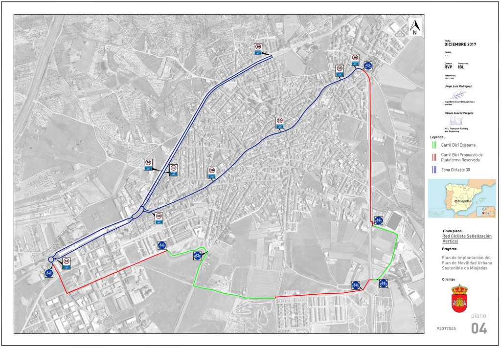 Proyecto de implementación del PMUS de Miajadas: Caminos escolares y Carriles bici.
